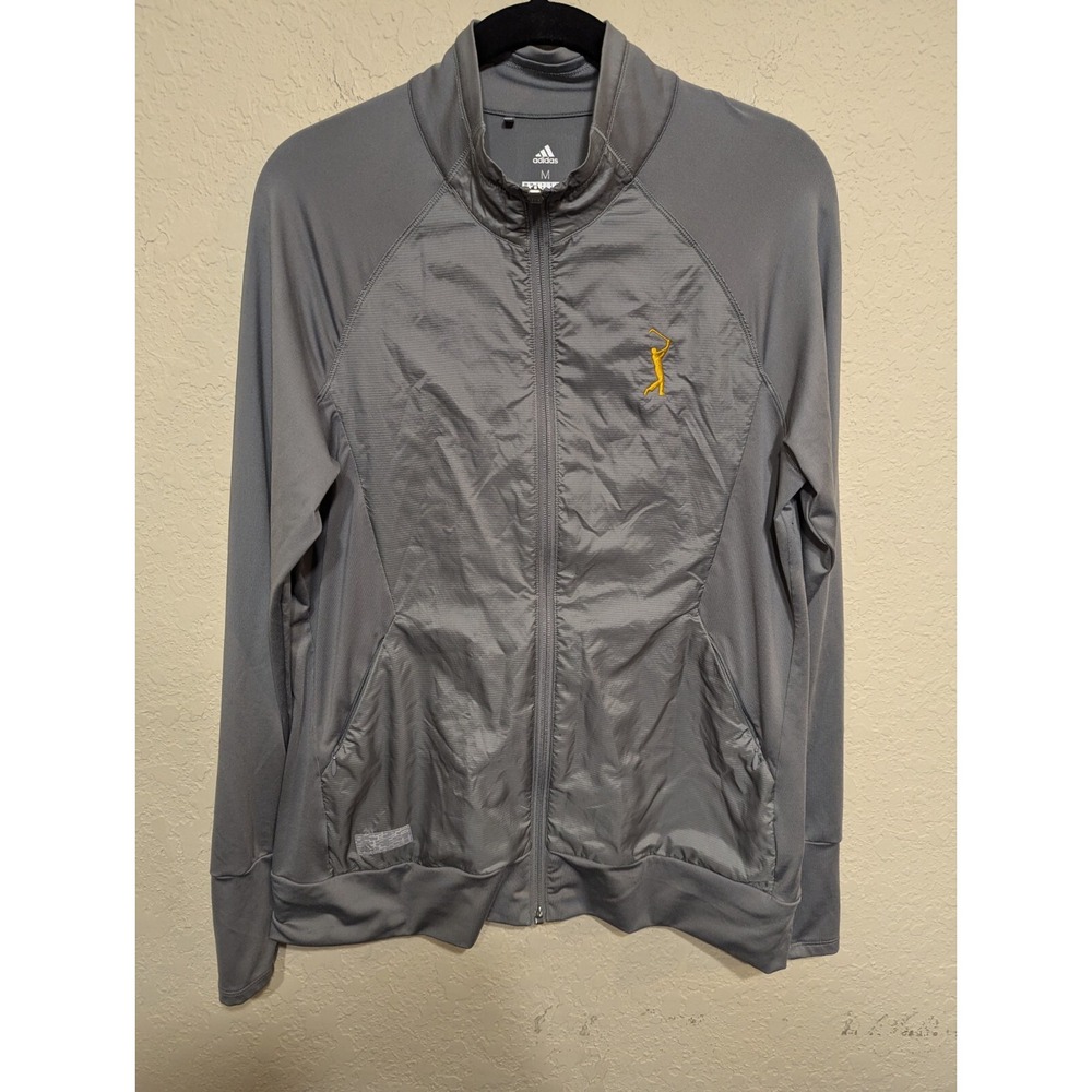 Adidas Golf The Players Embroidered Full Zip Jacket Womens M Gray Lightweight